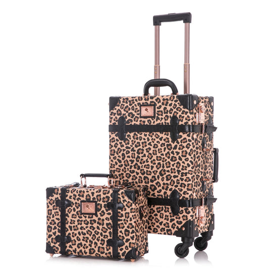 Uniwalker 12"+20" Vintage Luggage - Leopard Print