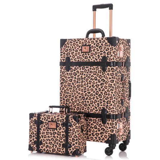 Uniwalker 12"+26" Vintage Luggage - Leopard Print