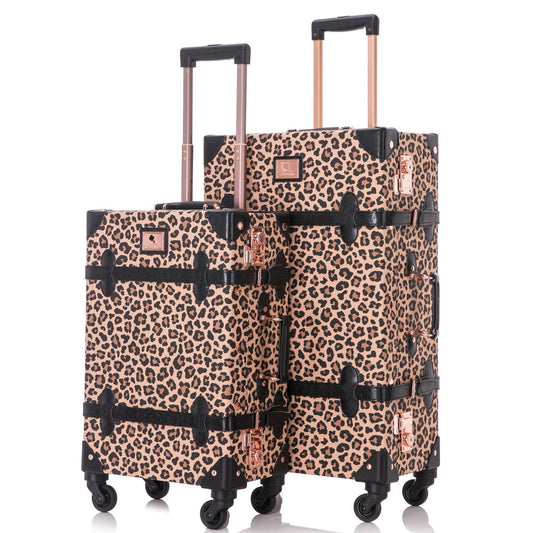 Uniwalker 20"+26" Vintage Luggage - Leopard Print