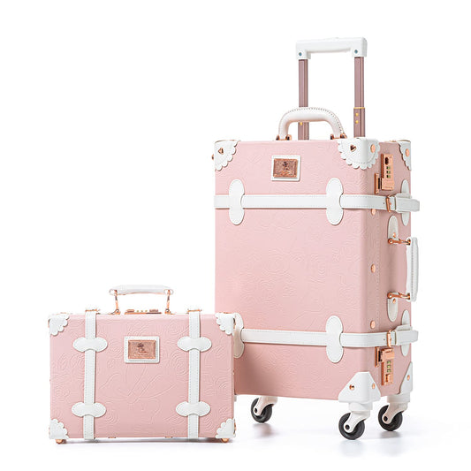 Uniwalker 12"+20" Vintage Luggage - Embossed Pink