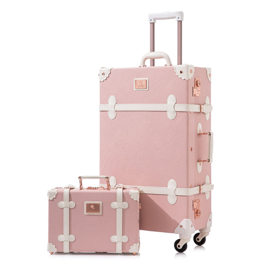 Uniwalker 12"+26" Vintage Luggage - Embossed Pink