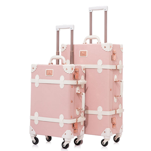 Uniwalker 20"+26" Vintage Luggage - Embossed Pink