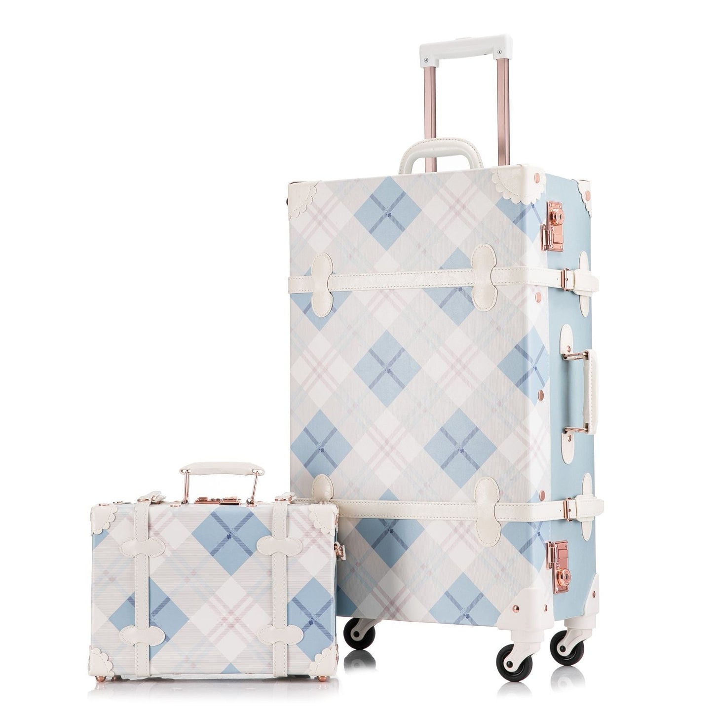 Uniwalker 12"+26" Vintage Luggage - Blue Plaid