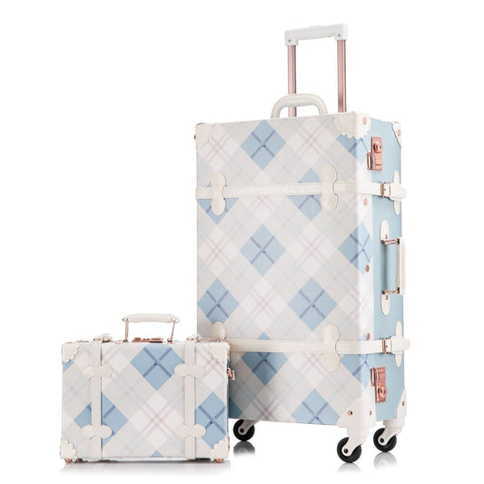 Uniwalker 12"+26" Vintage Luggage - Blue Plaid