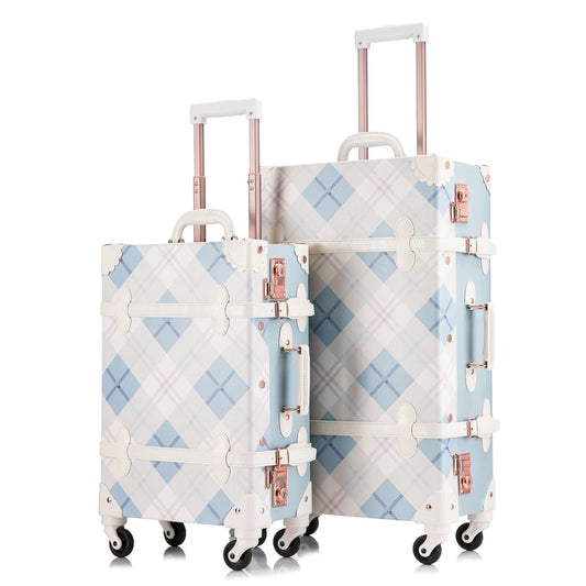 Uniwalker 20"+26" Vintage Luggage - Blue Plaid