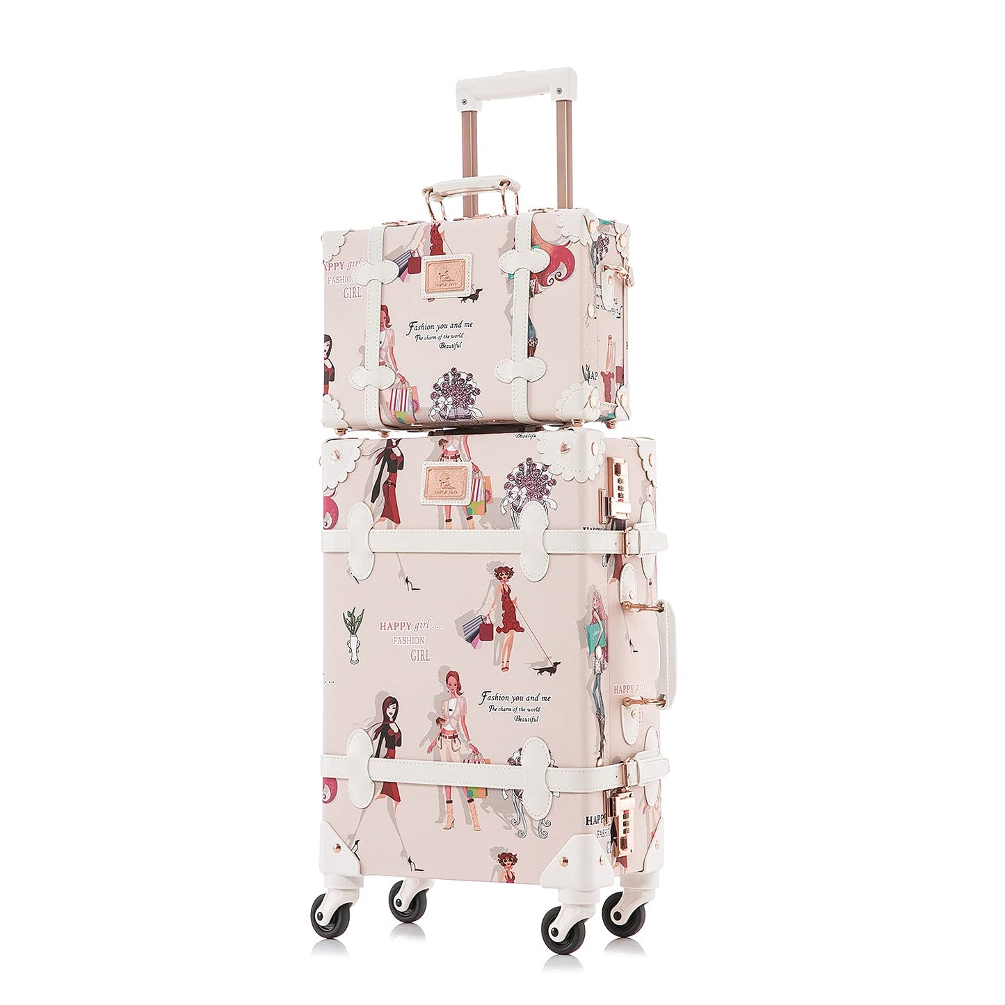 Uniwalker 12"+20" Vintage Luggage - Girl Pattern