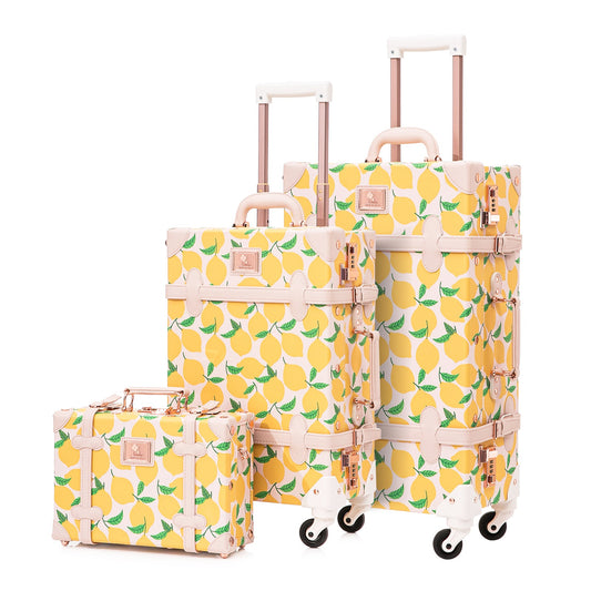 Uniwalker 12"+20"+26" Vintage Luggage - Lemon Print