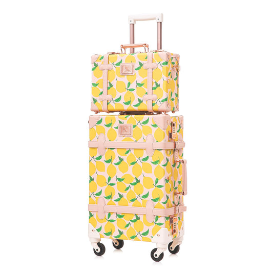 Uniwalker 12"+20" Vintage Luggage - Lemon Print