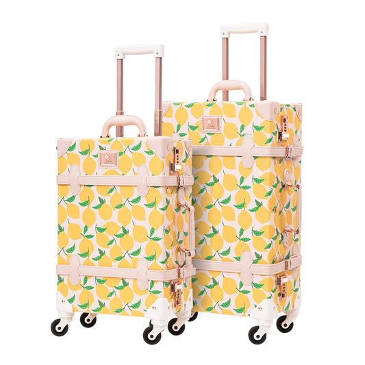 Uniwalker 20"+26" Vintage Luggage - Lemon Print