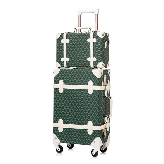 Uniwalker 12"+20" Vintage Luggage - Green Geo Pattern