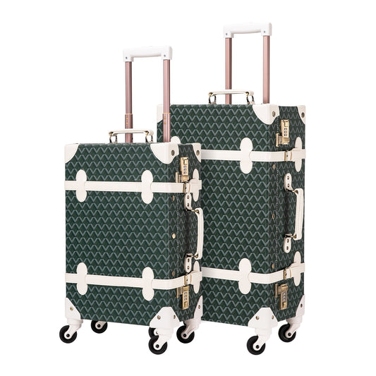 Uniwalker 20"+26" Vintage Luggage - Green Geo Pattern