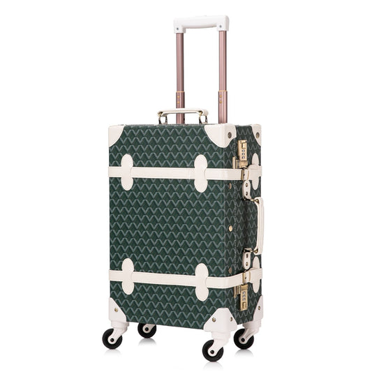 Uniwalker 20"  Vintage Luggage - Green Geo Pattern