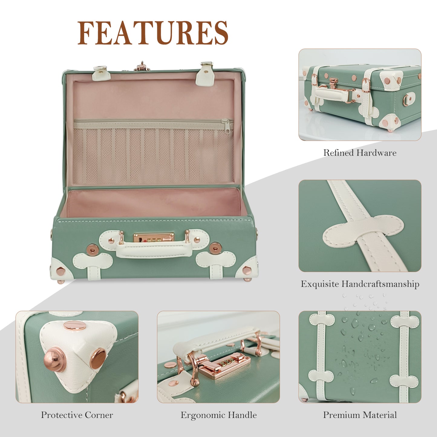 Baby Keepsake Case Handmade Memory Storage Box, Mint, 13''