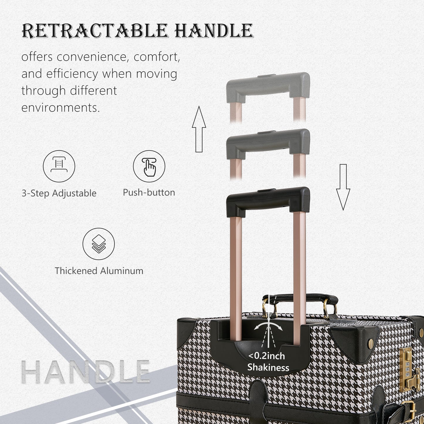 UNIWALKER 2PCS Vintage Suitcase Set for Women, Grid