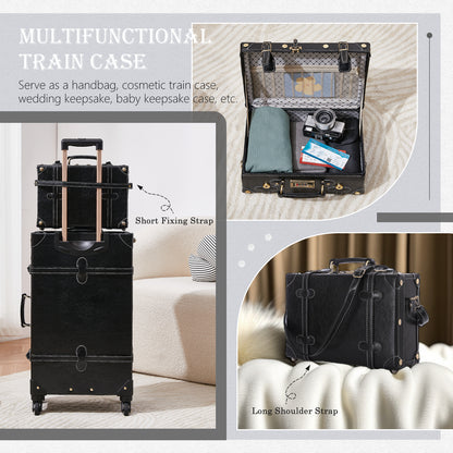 UNIWALKER Vintage Luggage Set, Combination Lock, Black