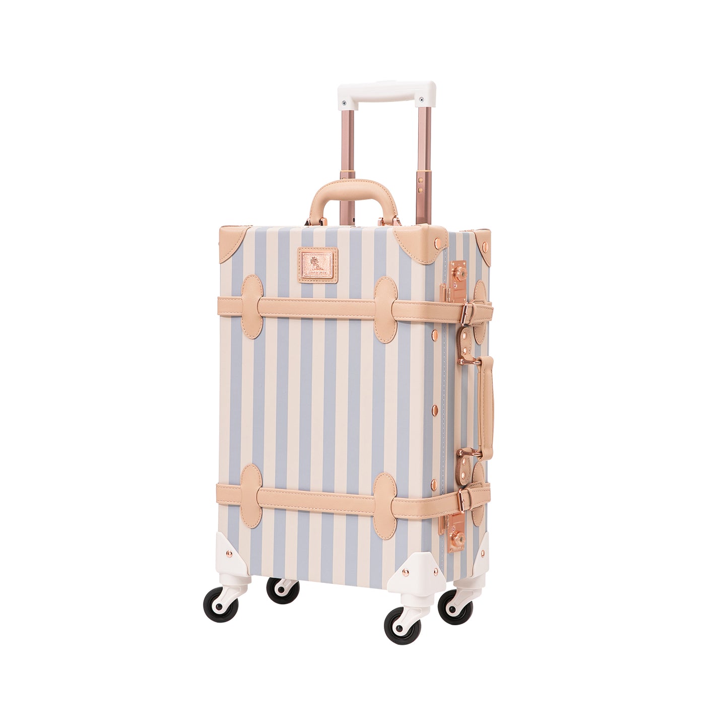 UNIWALKER Vintage Luggage Set, TSA Key Lock, Blue Strip