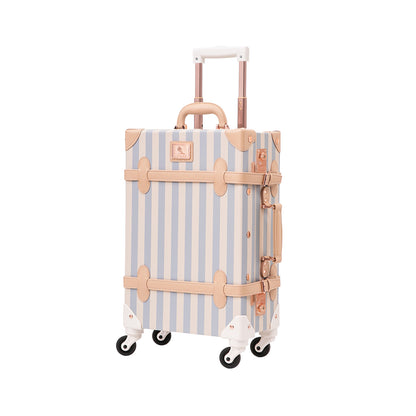 UNIWALKER Vintage Luggage Set, TSA Key Lock, Blue Strip