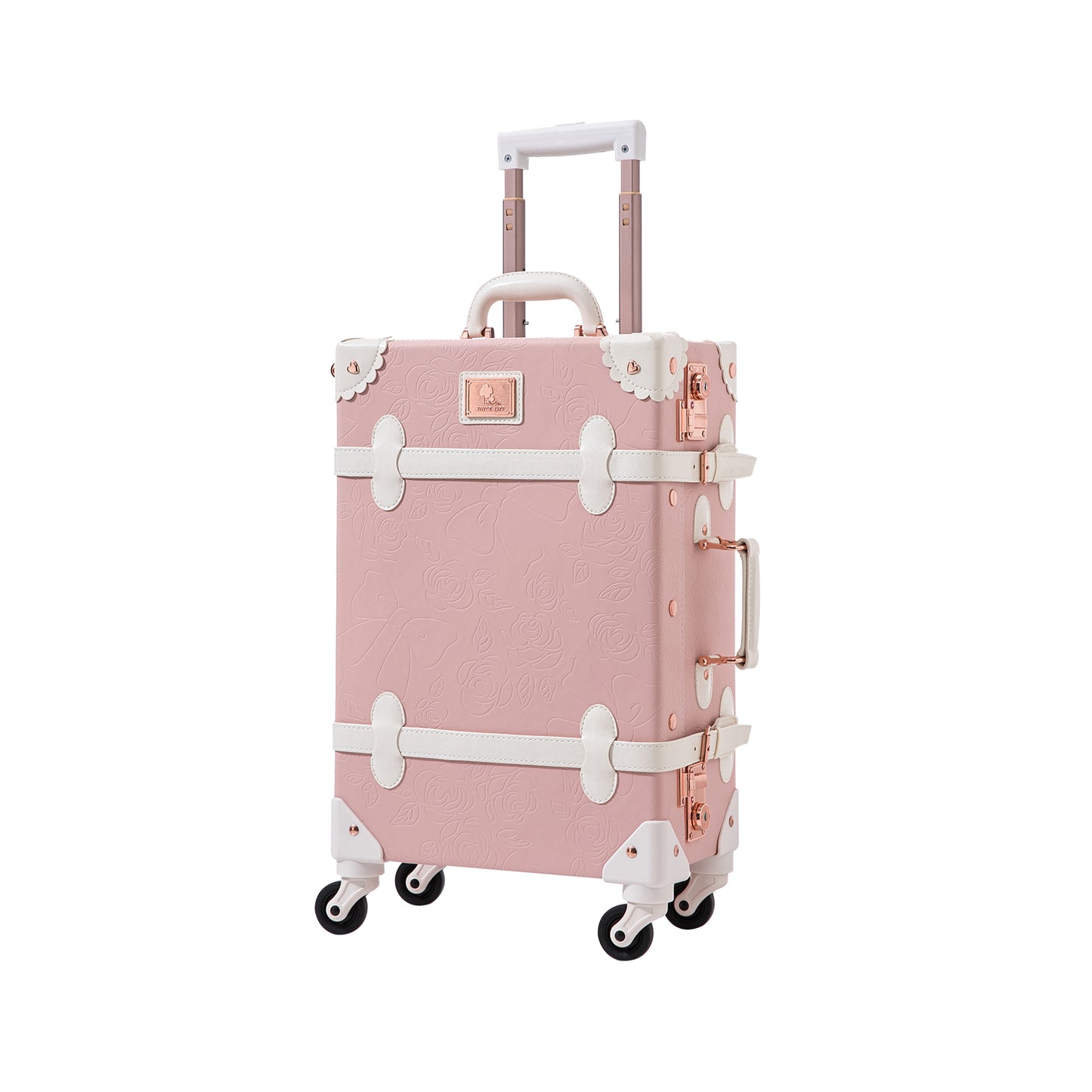UNIWALKER Vintage Luggage Set, TSA Key Lock, Embossed Pink