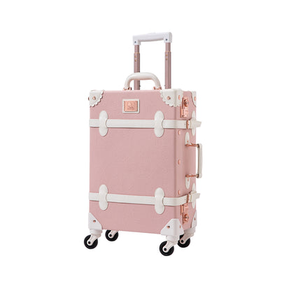 UNIWALKER Vintage Luggage Set, TSA Key Lock, Embossed Pink