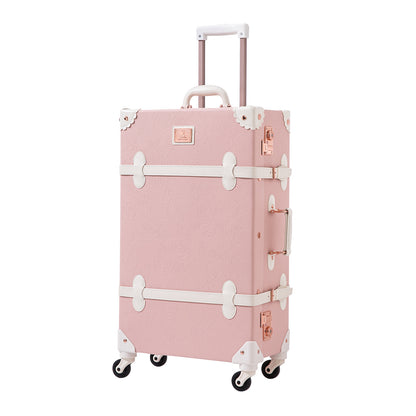 UNIWALKER Vintage Luggage Set, TSA Key Lock, Embossed Pink