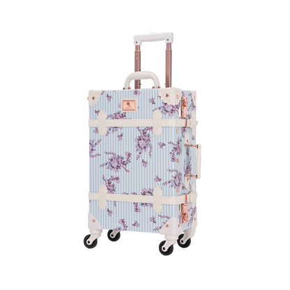 UNIWALKER Vintage Luggage Set, TSA Key Lock, Blue Floral