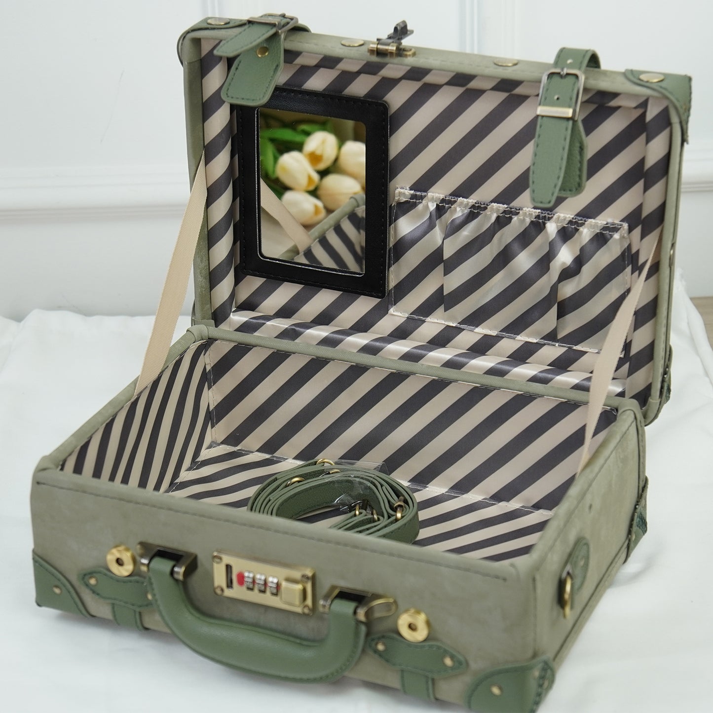 UNIWALKER Vintage Luggage Set, Moss Green