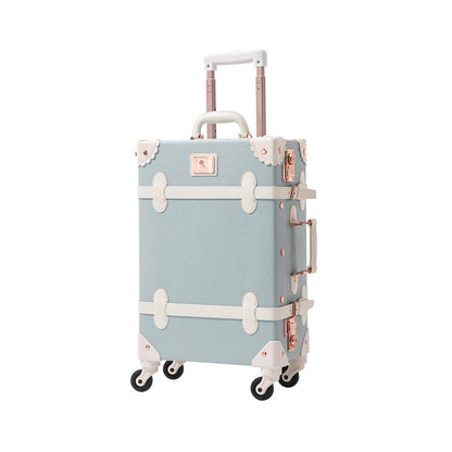 UNIWALKER Vintage Luggage Set, TSA Key Lock, Embossed Blue