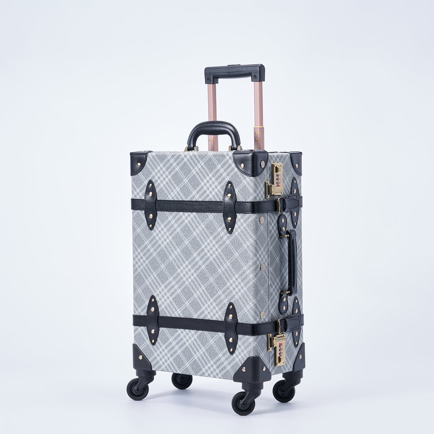 UNIWALKER Vintage Suitcase Set, Grey Plaid