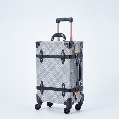 UNIWALKER Vintage Suitcase Set, Grey Plaid