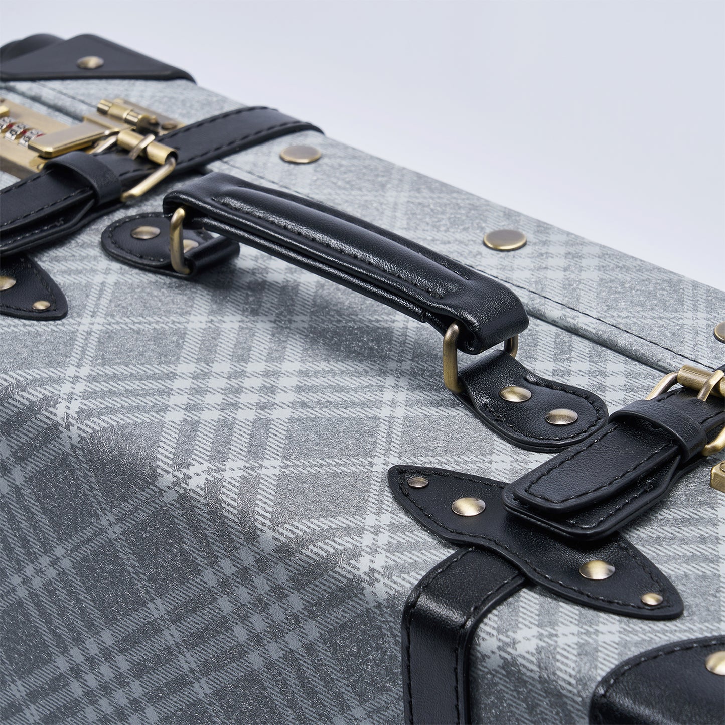 UNIWALKER Vintage Suitcase Set, Grey Plaid