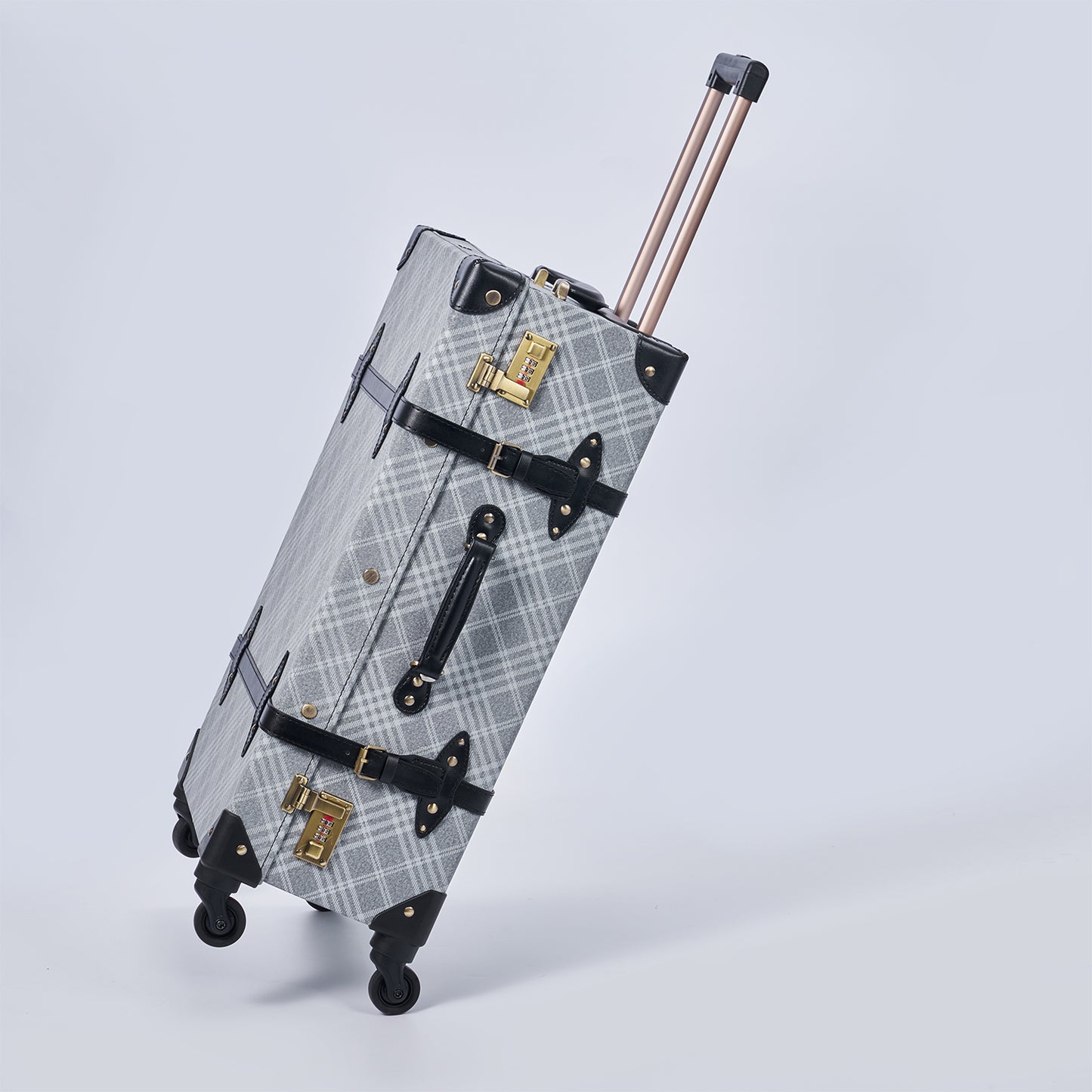 UNIWALKER Vintage Suitcase Set, Grey Plaid