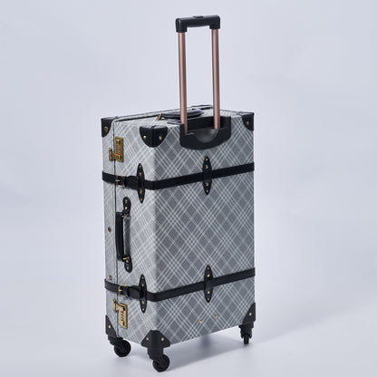 UNIWALKER Vintage Suitcase Set, Grey Plaid