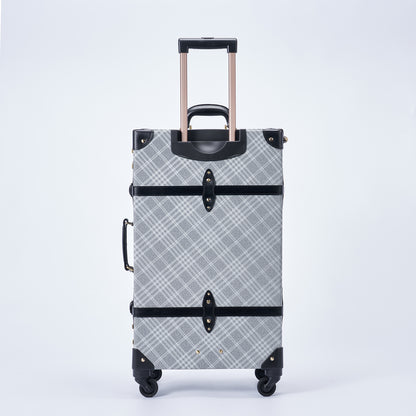 UNIWALKER Vintage Suitcase Set, Grey Plaid