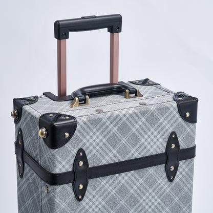 UNIWALKER Vintage Suitcase Set, Grey Plaid