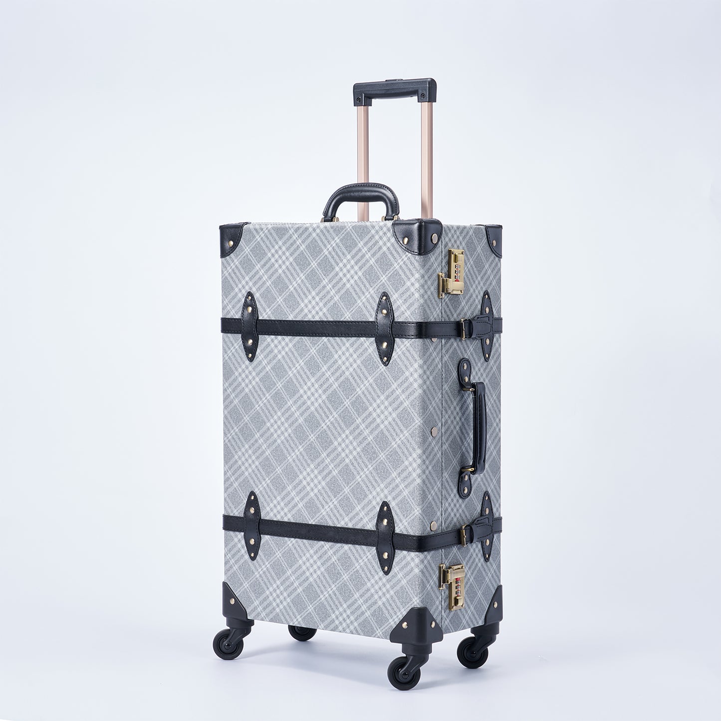 UNIWALKER Vintage Suitcase Set, Grey Plaid