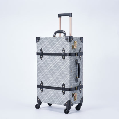 UNIWALKER Vintage Suitcase Set, Grey Plaid