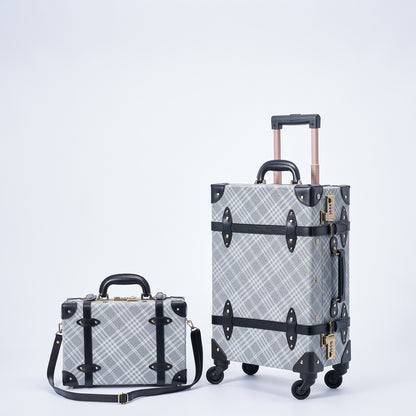 UNIWALKER Vintage Suitcase Set, Grey Plaid