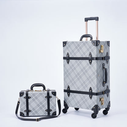 UNIWALKER Vintage Suitcase Set, Grey Plaid