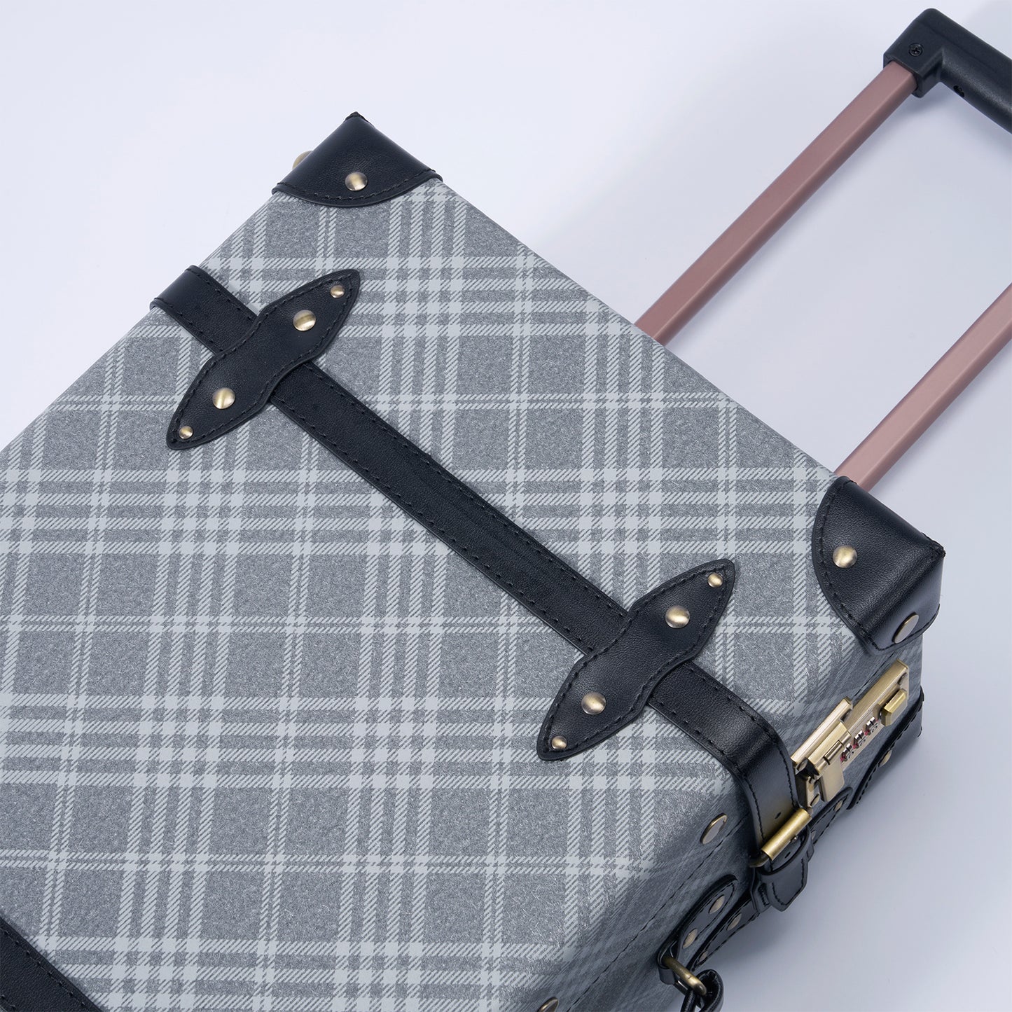 UNIWALKER Vintage Suitcase Set, Grey Plaid