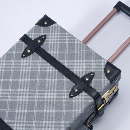 UNIWALKER Vintage Suitcase Set, Grey Plaid
