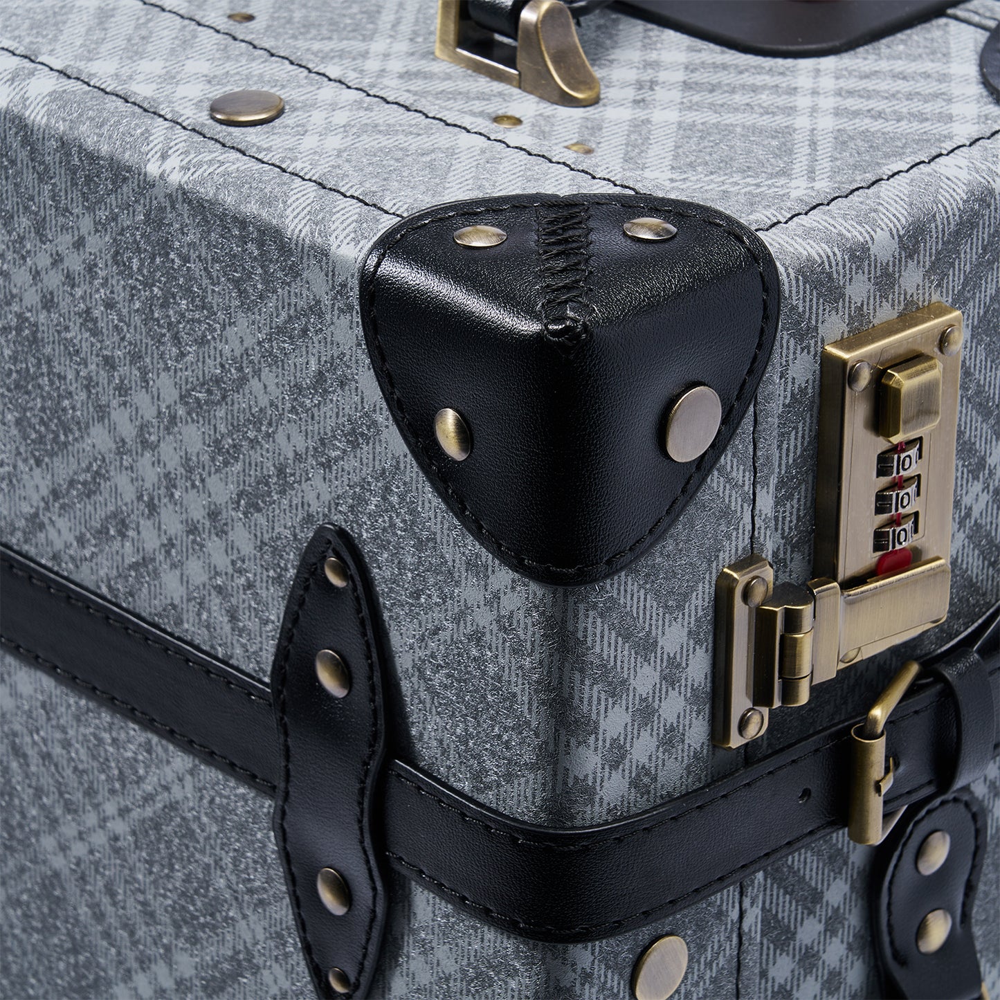 UNIWALKER Vintage Suitcase Set, Grey Plaid