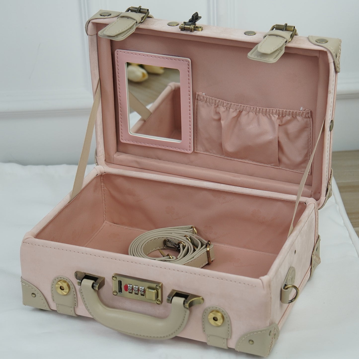 UNIWALKER Vintage Luggage Set, Velvet Pink