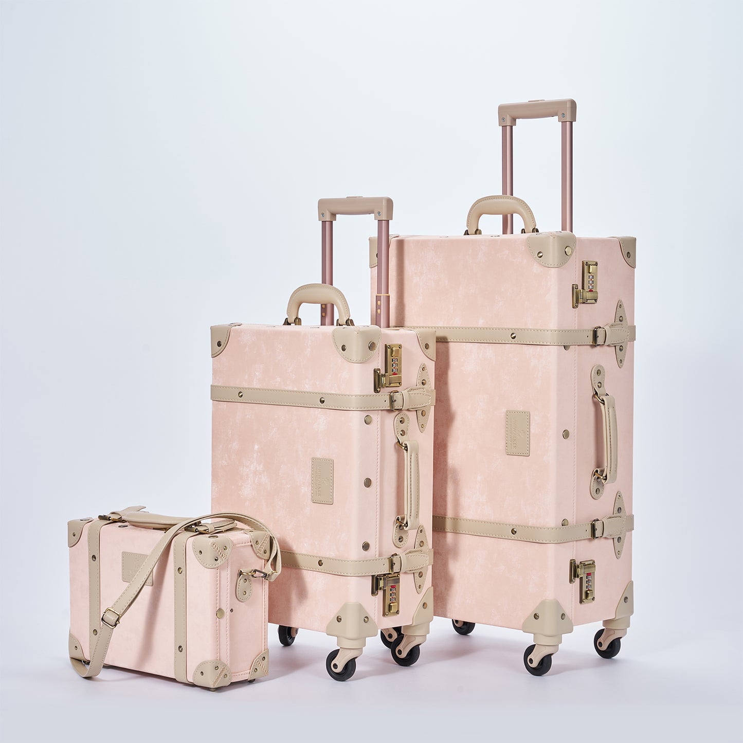 UNIWALKER Vintage Luggage Set, Velvet Pink