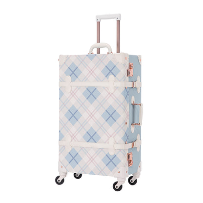 UNIWALKER Vintage Luggage Set, TSA Key Lock, Blue Plaid