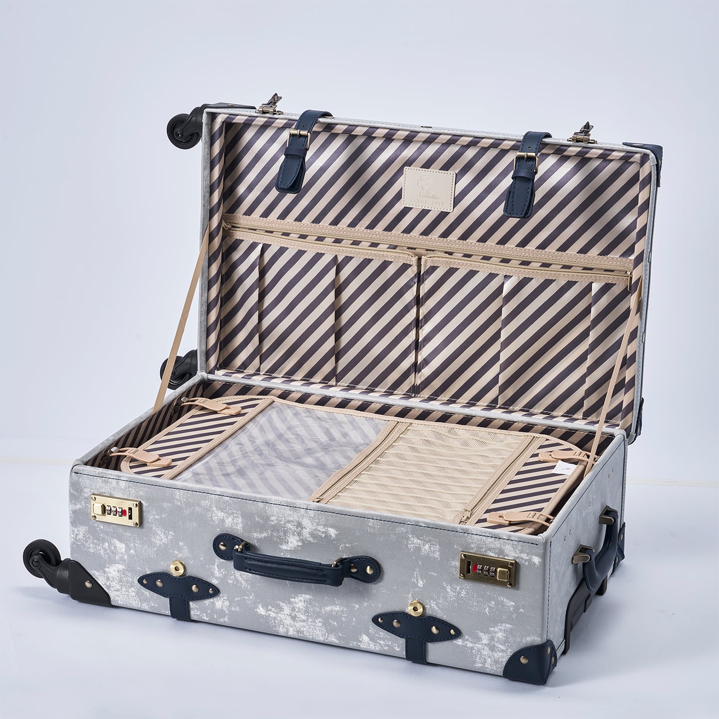 UNIWALKER Vintage Suitcase Set, Silver Grey