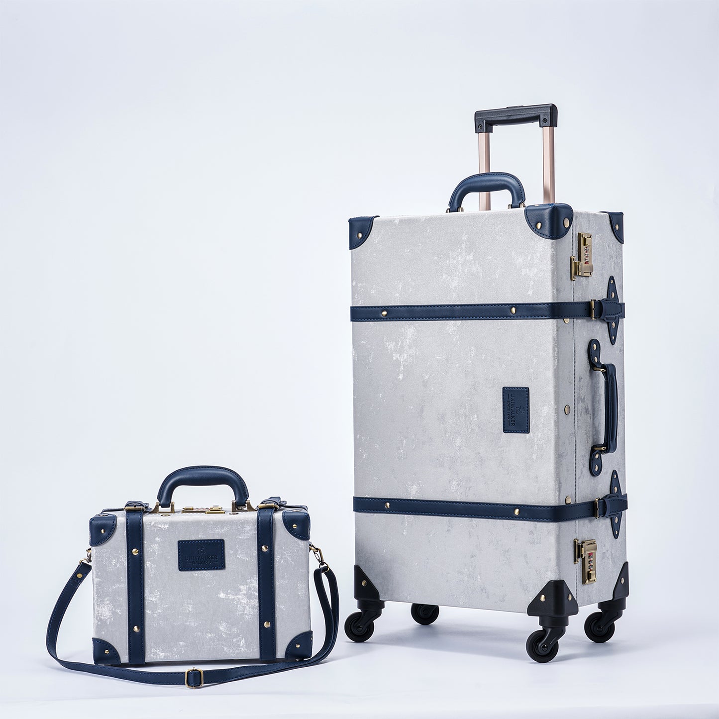 UNIWALKER Vintage Suitcase Set, Silver Grey