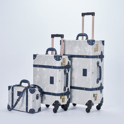 UNIWALKER Vintage Suitcase Set, Silver Grey
