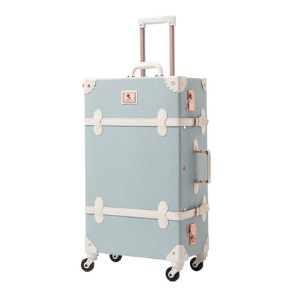 UNIWALKER Vintage Luggage Set, TSA Key Lock, Embossed Blue
